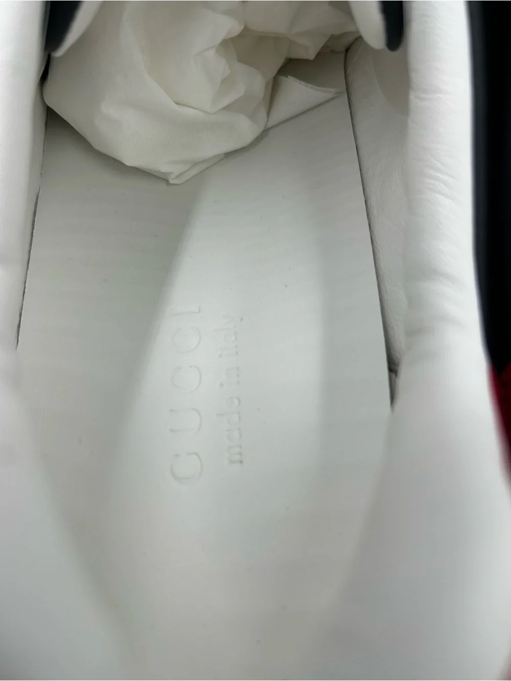 Men's Gucci ace leather web stripe sneakers size 11.5 fits 12.5 US made in Italy
